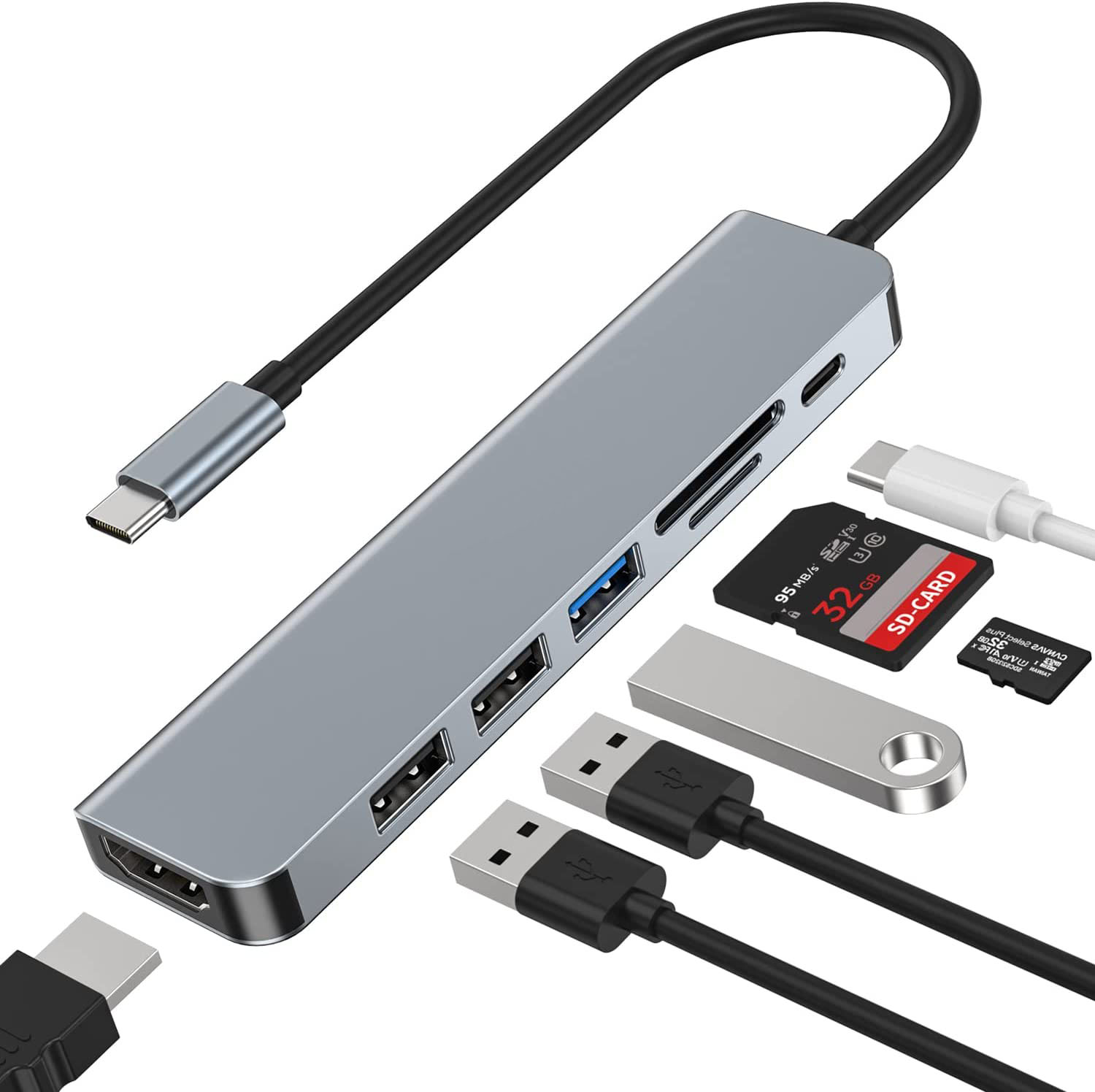 USB-C  to HDMI+USB3.0+USB2.0*2