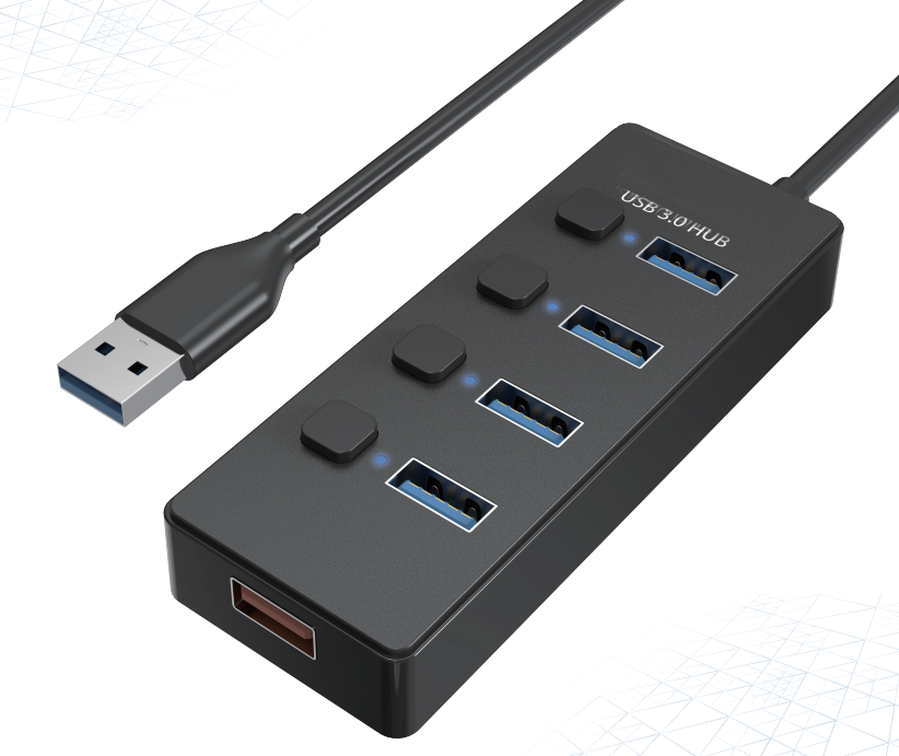 USB-A 4 ports hub with individual on/off