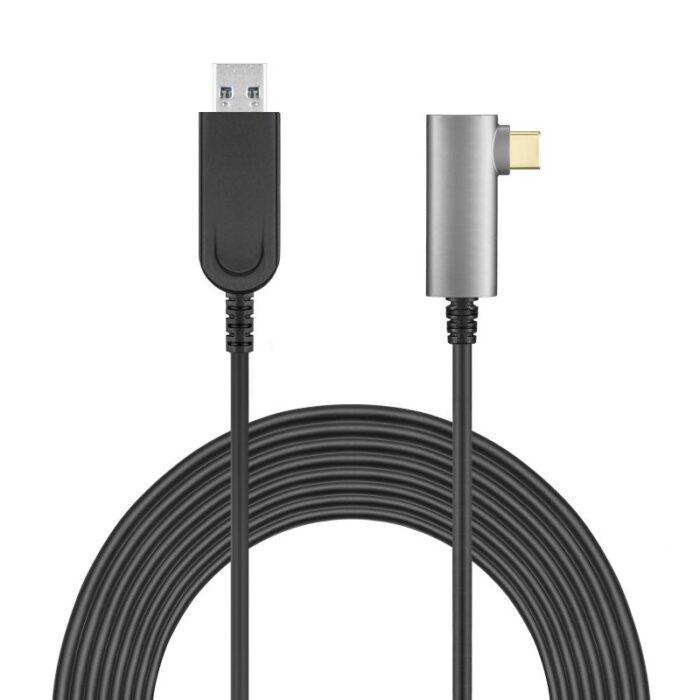 USB3.0 AM to USB-C Active Optical Cable with right angle backward compatible - Image 2