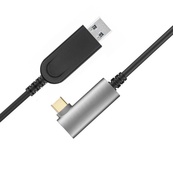 USB3.0 AM to USB-C Active Optical Cable with right angle backward compatible - Image 3