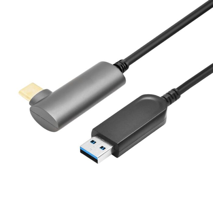 USB3.0 AM to USB-C Active Optical Cable with right angle backward compatible